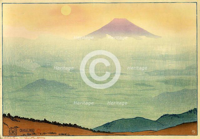 Mount Fuji seen from Lake Shoji, 1916. Creator: Bartlett, Charles William (1860-1940).