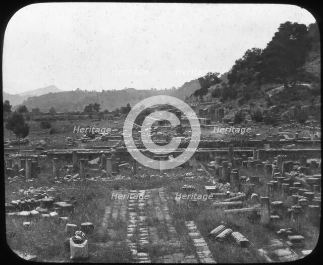 Mount Kronos and Temple of Hera, Olympia, Greece, late 19th or early 20th century. Artist: Unknown