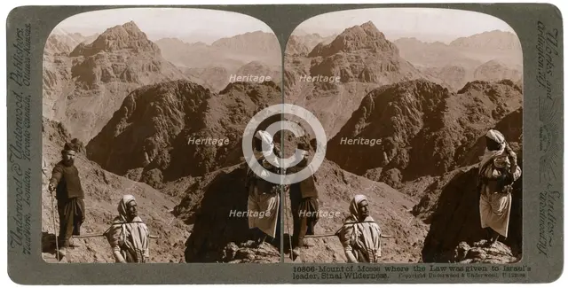 Mount of Moses, where the law was given to Israel's leader, the Sinai wilderness, 1900s.Artist: Underwood & Underwood