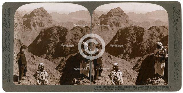Mount of Moses, where the law was given to Israel's leader, the Sinai wilderness, 1900s.Artist: Underwood & Underwood