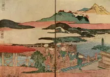 Mount Ogura and the Uji River, 1824, (1924). Creator: Totoya Hokkei