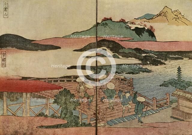 'Mount Ogura and the Uji River, 1824, (1924). Creator: Totoya Hokkei.