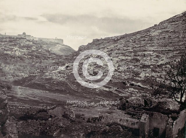 Mount Moriah, Jerusalem, from the Well of En Rogel, ca. 1857. Creator: Francis Frith.