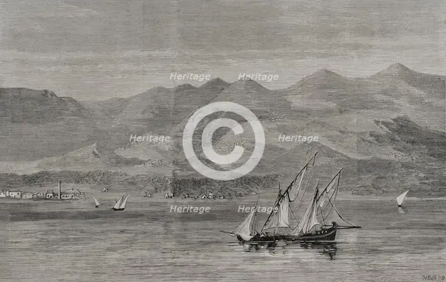 Mount Pelion from the Gulf of Volos, Thessaly, Greece, 1878. Creator: Andrés Ovejero.