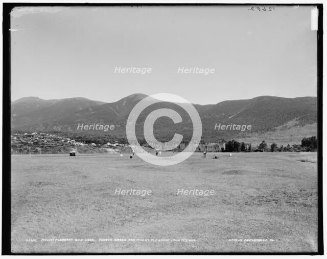 Mount Pleasant golf links, fourth green and Mount Pleasant from tee no. 4, between 1890 and 1901. Creator: Unknown.
