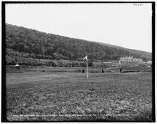 Mount Pleasant golf links, Mt. Pleasant House and seventh green from tee no. 7, c1890-1901. Creator: Unknown