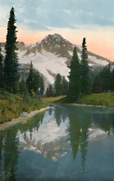 Mount Rainier and Reflection Lake c1916. Artist: Asahel Curtis