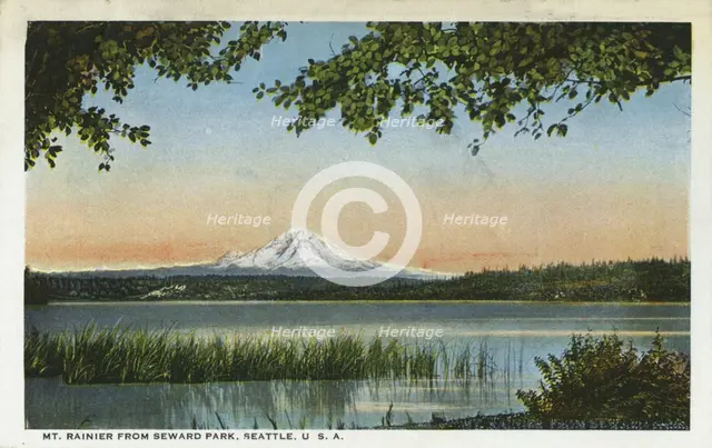 Mount Rainier from Seward Park, Seattle, Washington, USA, 1916. Artist: Unknown
