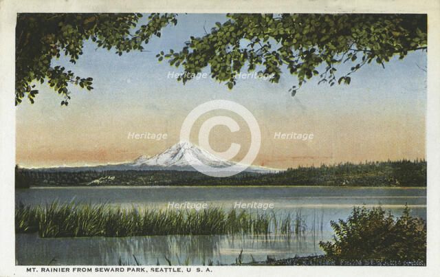 Mount Rainier from Seward Park, Seattle, Washington, USA, 1916. Artist: Unknown