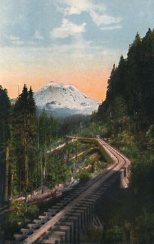 Mount Rainier from the C. M. & P. S. R. R. c1916. Artist: Asahel Curtis