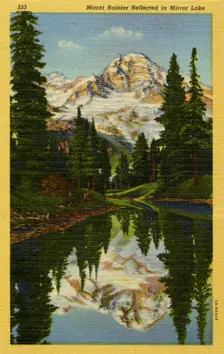 Mount Rainier reflected in Mirror Lake, Washington, USA, 1935