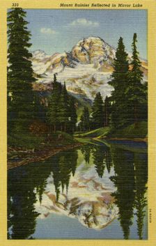 Mount Rainier reflected in Mirror Lake, Washington, USA, 1935