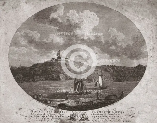 'Mount Wise Fort, Plymouth Dock.', 1780. Artist: Benjamin Thomas Pouncy.