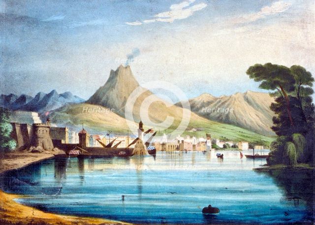 'Mount Vesuvius, as represented at the Surrey Zoological Gardens', Southwark, London, 1837. Artist: Anon