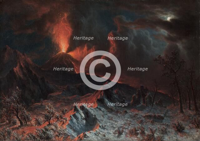 Mount Vesuvius at Midnight, 1868. Creator: Albert Bierstadt (American, 1830-1902).