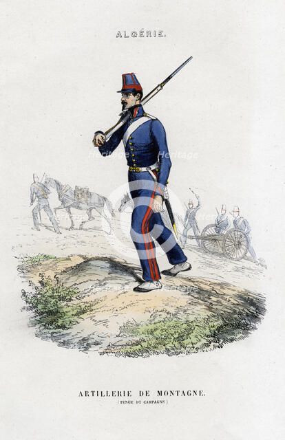 Mountain artillery; French Army in Algeria. Artist: Unknown