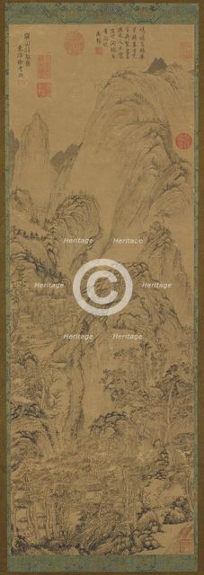 Mountain gorge: houses and a stream in the valley, 14th-15th century. Creator: Unknown.