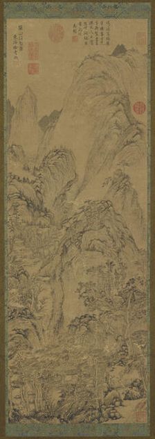 Mountain gorge: houses and a stream in the valley, 14th-15th century. Creator: Unknown