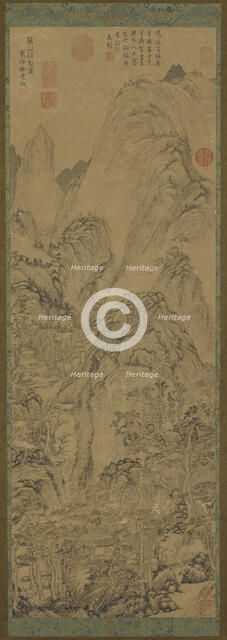 Mountain gorge: houses and a stream in the valley, 14th-15th century. Creator: Unknown.