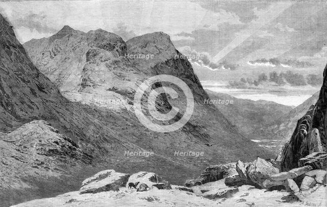"Mountain Gloom - the Pass of Glencoe", by A.P. Newton in the Exhibition of the Wate..., 1860. Creator: Mason Jackson.