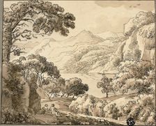 Mountain Lake with Two Figures, n.d. Creator: Carl August Lebschee