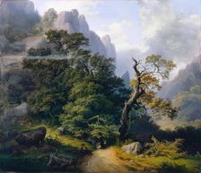 Mountain landscape, 1852. Creator: Josef Holzer