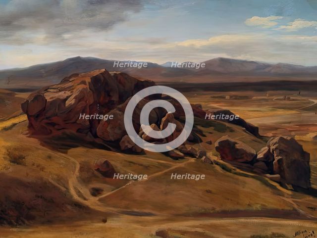 Mountain landscape near Athens (The "Areopagus"), 1854. Creator: Josef Hoffmann.