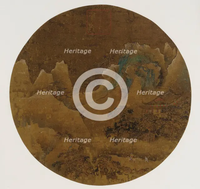 Mountain landscape: crags, temple and pines, Ming dynasty, 1368-1644. Creator: Unknown.
