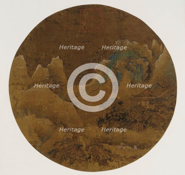 Mountain landscape: crags, temple and pines, Ming dynasty, 1368-1644. Creator: Unknown.