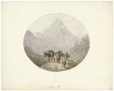 Mountain landscape in Spain, with donkeys, 1812. Creator: Otto Baron Howen