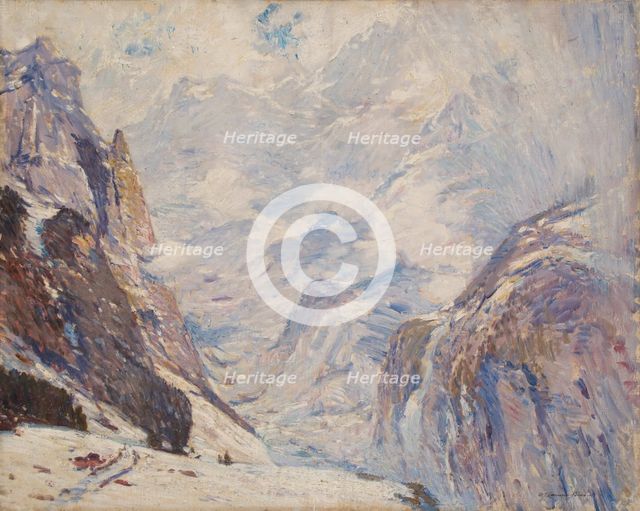 Mountain Landscape, study for 'Wengen Heights', c1912. Creator: Samuel John Lamorna Birch.