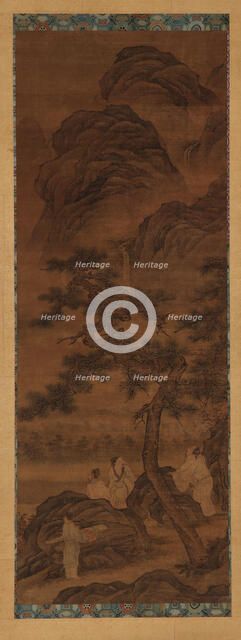 Mountain landscape: three poets and an attendant under a pine tree, Ming dynasty, 16th century. Creator: Unknown.