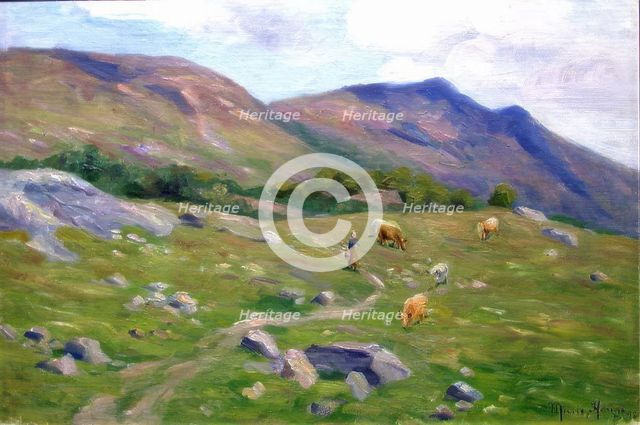 Mountain Landscape with Cattle, 1898. Creator: Marie Hauge.