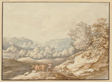 Mountain landscape with a village in the middle ground, 18th century. Creator: Karl Kuntz