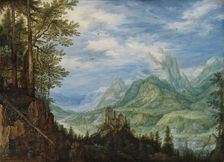 Mountain Landscape with a Castle, 1609. Creator: Roelandt Savery
