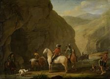 Mountain Landscape with a Hunting Party, 1787. Creator: Johann Georg Pforr