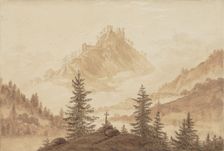Mountain landscape with fog in the valley, ca 1805. Creator: Friedrich, Caspar David (1774-1840)