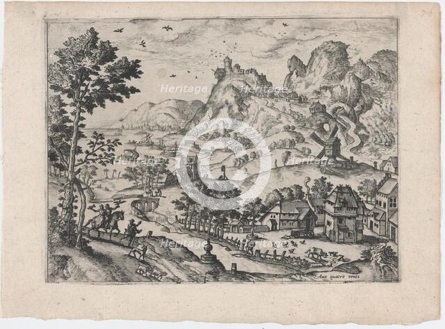Mountain Landscape with Falconers, ca. 1570., ca. 1570. Creators: Anon, Lucas Gassel.