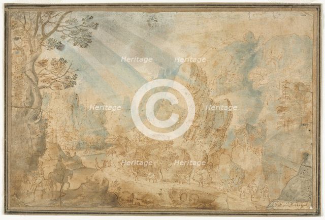 Mountain Landscape with Figures, first half 1600s. Creator: Anton Mirou (Flemish, bef 1586-aft 1661).