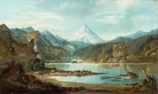 Mountain Landscape with Indians, between 1870 and 1875. Creator: John Mix Stanley