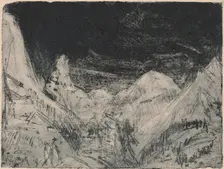 Mountain Landscape with Little Mowers, 1919. Creator: Ernst Kirchner