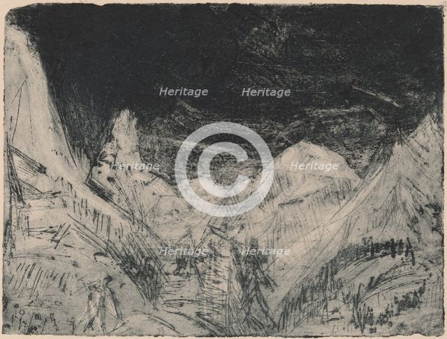 Mountain Landscape with Little Mowers, 1919. Creator: Ernst Kirchner.