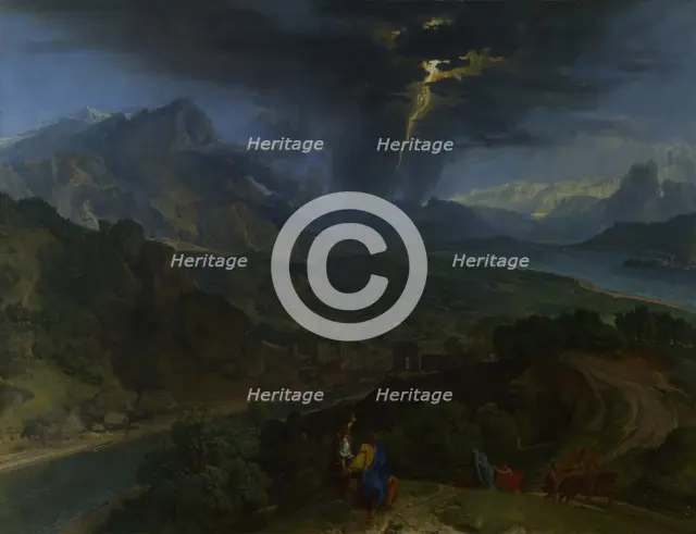 Mountain Landscape with Lightning, ca 1675. Artist: Millet, Jean-François, the Elder (1642-1679)