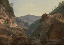Mountain Landscape with Road to Naples, about 1821-1825. Creator: Charles Remond