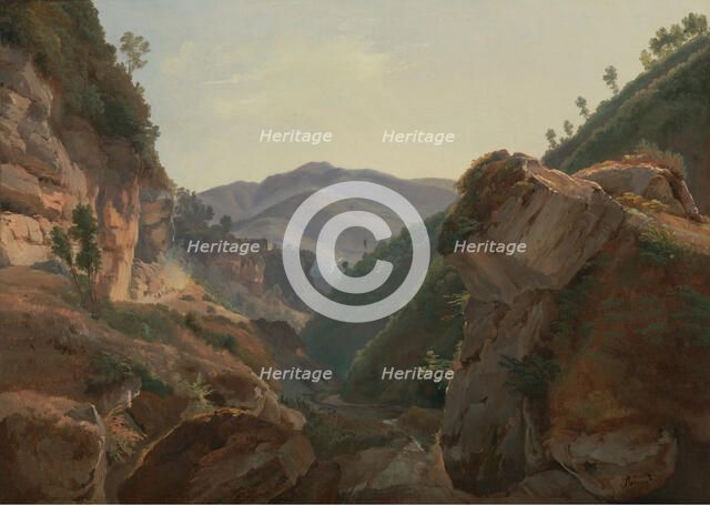Mountain Landscape with Road to Naples, about 1821-1825. Creator: Charles Remond.