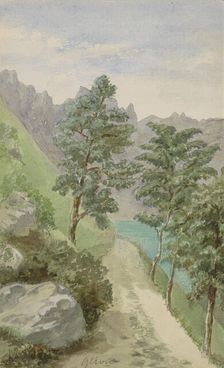 Mountain landscape with water near Glion, c. 1888-c. 1901. Creator: Anna Catharina Maria van Eeghen