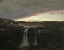 Mountain Landscape with Waterfall, 1849. Creator: Arnold Bocklin