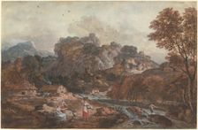 Mountain Landscape with Washerwomen and a Fisherman, 1762/1765. Creator: Francesco Zuccarelli