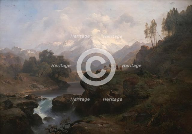 Mountain landscape with the Wiesbachhorn, 1848. Creator: Anton Hansch.