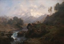 Mountain landscape with the Wiesbachhorn, 1848. Creator: Anton Hansch